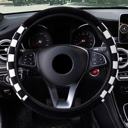 Steering Wheel Covers Car Cover Suede Universal 38cm Plush Fabric Auto For Steer Accessories