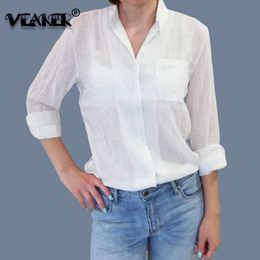 Women's Blouses Shirts Korean Style Linen White Shirts Womens Tops Cotton Shirt Fashion Autumn Long Sleeve Blouse Woman Clothes Chemisier Femme 230317