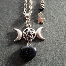 Pendant Necklaces Gothic Halloween Silver Moon Star Black Love Necklace Wedding Holiday Party Gift For Men And Women Daily Jewellery