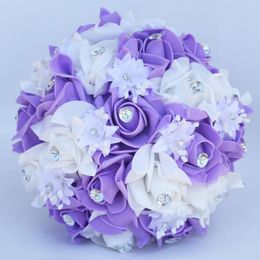 Wedding Flowers Simple Bridesmaid Foam Bouquet Bouquets Diamond Ribbon PE Bridal Holding Artificial Mariage FW008