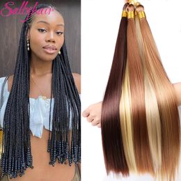 Hair Bulks 22 Synthetic Bone Straight Braiding Bulk Crochet Braids Pre Stretched For Box Extensions 230317