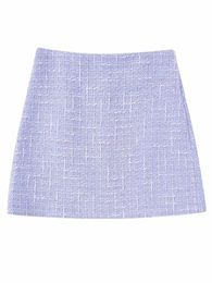 Skirt Fashion Plaid Tweed High Waist Mini Skirts Summer Back Zipper Fly Sheath BUD Female Casual Falda 230317