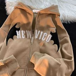 Hoodie Erkek Hoodies Sweatshirts Hip Hop Koyu Yarasa Şeytan Boynuzu Gotik Zip Up Hoodie Ceket Erkek Kadınlar Büyük Boy