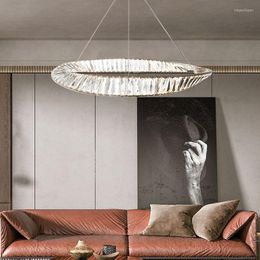 Pendant Lamps Light Luxury Chandelier Round Crystal Modern Household Lamp In The Living Room Bedroom Dining Led Circle