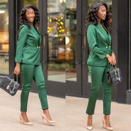 Elegant Women Blazer Suits Tailored Lady Green Pants Sets Prom Formal Guest Wear For Wedding 2 Pieces