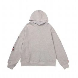 Men Hoodies Women Autumn and Winter Gray Hooded Sweater Printed Graffiti Five-pointed Star Pullover Loose Hoodie