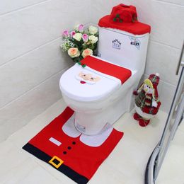 Toilet Seat Covers 3 Pcs Christmas Supplies Decoration Cartoon Bathroom Cover For Home Xmas Festival Holiday Party Decor