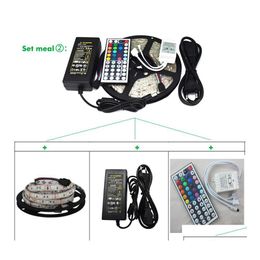 2016 Led Strips Light Rgb 10M 5050 Smd 300Led Waterproof Ip65 With Double Connectors 44 Keys Controller 12V 6A Power Supply For Drop Deli Dh4Xf