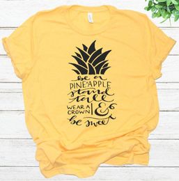 Damen-T-Shirts „Be A Pineapple Stand Tall Wear Crown And Sweet Shirt“, Baumwolle, Rundhalsausschnitt, kurze Ärmel, modische Top-T-Shirts für Frauen in Übergröße