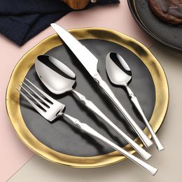 Dinnerware Sets Tableware Mirror Stainless Steel Knife Fork Coffee Spoon Flatware Dishwasher Safe Home Nordic Style Western Cutlery Set