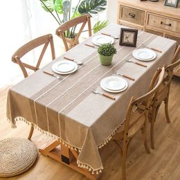 Table Cloth Waterproof Tassel Tablecloth Jacquard Imitation Cotton Linen Embroidered Cover Decorations Tables Rectangular Tablecloths