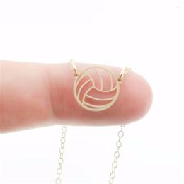 Pendant Necklaces Fashion Beach Volleyball Necklace Women Hollow Ball Stainless Steel Circle Jewelry Students Graduation Gift