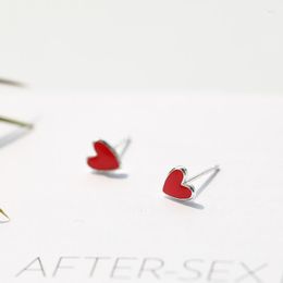 Stud Earrings Literature And Art Fresh Sen Series Girl Heart Red Drop Glaze Love Japanese Korean Temperament Female