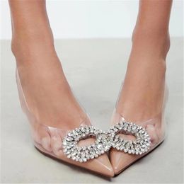 Sandals Shoes For Women 2023 Women's Summer Fashion Transparent Rhinestone Pointed High Heels 8cm Ladies Sexy Pumps