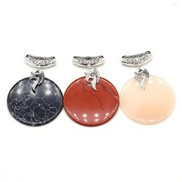 Pendant Necklaces Natural Stone Necklace Round Gemstone Exquisite Charms For Jewellery Making Diy Boutique Bracelet Accessories