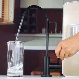 Kitchen Faucets KKTNSG Direct Drinking Tap MaBlack SUS304 Sink Water Anti-Osmosis Purifier Philtre 1/4"