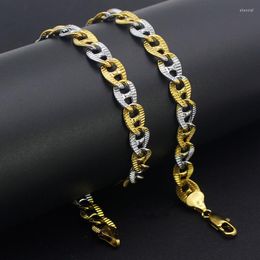 Chains Silver Gold Color Curb Chain Fashion Stripe Necklaces Two-tones Charm Hip Hop Link Men's Jewelry Gifts Party Collar 45cm