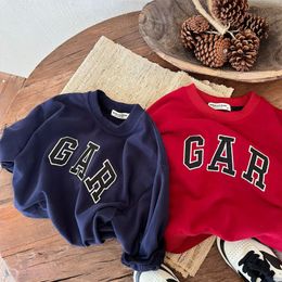 Hoodies Sweatshirts Children's Sweater Autumn Boys and Girls Embroidered Large Letter Sweater Baby round Neck Casual Wear Online Red Fashion 230317