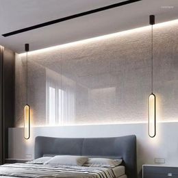 Pendant Lamps Modern LED Light Long Strip Lights For Bedroom Bedside TV Wall Decor Hanging Lighting Fixtures Indoor