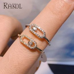 Band Rings RAKOL Gothic Hollow Out Square Simple Bridal Cubic Zirconia Finger Rings for Women Fashion Bead Student Wedding Unusual Jewelry G230317