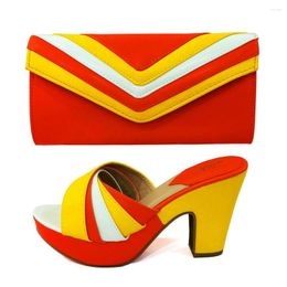 Dress Shoes Summer Arrive Coming Orange Color For Nigerian And Bags To Matching Set Italian Design Mature Style Small Size