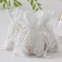 Gift Wrap 1PC 10x14cm White Bags Jewelry Packaging Wedding Drawable Bag