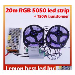 2016 Led Strips 20M 5050 Strip Waterproof Rgb Warm White Cool Add 24Key Remote 150W Transformer For Bedroom Decoration Lights Drop Delive Dhdjx