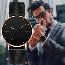 Wristwatches Watches Mens 2023 Luxury Casual Ultra Thin Watch Men Business Mesh Stainless Steel Quartz Relogio Masculino Reloj Hombre
