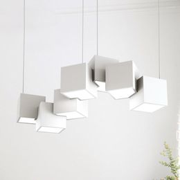 Pendant Lamps Modern Magic Cube Lustre Pendente Lights For Living Room Iron Bedroom Study Loft Decor Luminaire Suspendu Lighting Fixture