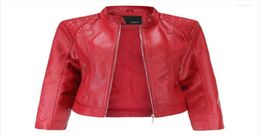 Women039s Jackets Lederjacke Frauen Reißverschluss Frühling Herbst PU Mandarin Kragen Red Motor Biker Mantel Frauen übergroß1710490