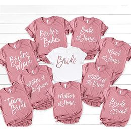Women's T Shirts Bride Bachelorette Party Bridal T-Shirt Wedding Tee Tops Proposal Gift Letters Printed Sayings Quote Aesthetic Clothes