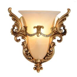 Wall Lamps European-style Resin Lamp E14 Bulb Retro Indoor Bedside Sconce Light Fixture Lighting Gold Bedroom Decor