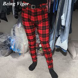 Men's Pants Being Vigour Mens Chino Inch Size Business Casual Straight Plaid Slim Fit Leisure Trousers 230317