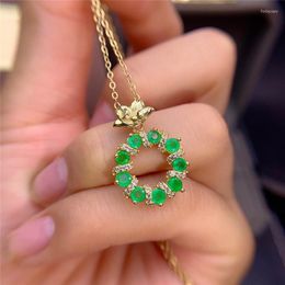 Chains Lotus Pendant Natural Emerald S925 Sterling Silver Women's Necklace Birth Stone Exquisite Jewellery