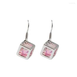 Dangle Earrings ER-00433 Korean Fashion Crystal Earings Wedding Gift Silver Plated The Cube For Women Items