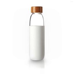 Wine Glasses Borosilicate Glass Water Bottle Reusable Drinking Bottles With Silicone Sleeve And Bamboo Lid Tumbler Sport Portable