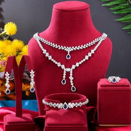 Necklace Earrings Set Missvikki 4PCS Shiny Luxury Bangle Ring Jewellery Brides Wedding Jewellery Full CZ Charm High Quality