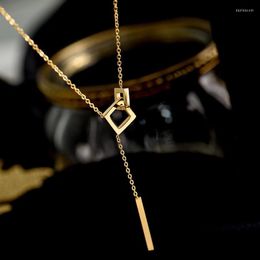 Chains Design Sense Geometric Elements Square Buckle Stainless Steel Short Necklace Korean Fashion Jewellery Sexy Neck Chain For Woman