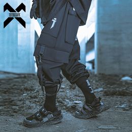 Men's Pants 11 BYBB'S DARK Techwear Cargo Hip Hop Multi Pockets Joggers Trousers Elastic Waist Ribbon Harajuku Streetwear Pant 230317