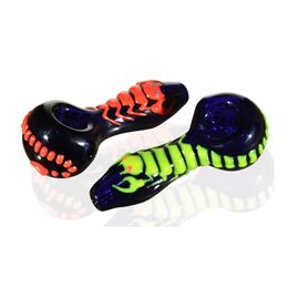 Glass Tabocco Pipe Hand Smoking Spoon Pipes Glow In The Dark Scorpion 4'' Handmade Bong Bowl