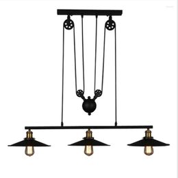 Wall Lamp American Country Bar Club Villa Living Room Dining Mahjong Hall Billiards Lifting Pulley Iron Chandelier