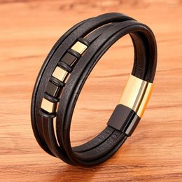 Charm Bracelets TYO Multilayer Genuine Leather For Mens Stainless Steel Magnet Clasp Bangles Jewelry Gift Drop Wholesale