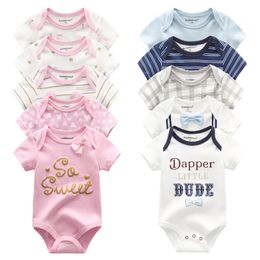 Rompers 5PCS/Lot Baby Boys Clothes Unicorn Girls Clothing Bodysuits Baby Girls Clothes 0-12M born 100%Cotton Roupas de bebe 230317