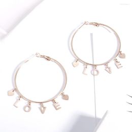 Hoop Earrings Stainless Steel Multi Small Charms LOVE Heart For Women Big Round Fashion Party Jewellery Simple Design