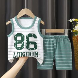 Clothing Sets Summer Children's Vest Set Pure Cotton Baby Sleeveless Vest 2-piece Clothes Boy's Clothing Set Baby Toddler Clothing For Boy