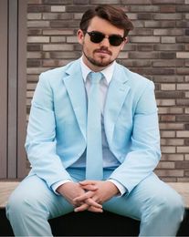 Men's Suits & Blazers Light Blue Multi-Style Tailor Made Slim Fit For Men Latest Design Tweed Wedding Dress Man Custom Mens Suit Blazer