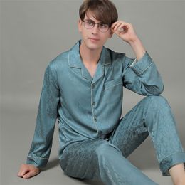 Men's Sleepwear Men Trendyol Print Pyjama Spring Summer Loose Comfort Pijama Sets Luxury Silk Pyjamas Satin Long Sleeve Sleepwear pijama hombre 230317