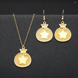 Necklace Earrings Set QIAMNI Fashion Lucky Dollar Sign Money Bag Star Dangle For Women Birthday Creative Jewellery Accessories Gift 2023 Trend