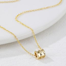 Chains 2023 Design Sense Spiral Cylinder 14K Gold Plated Necklace For Woman Korean Fashion Jewelry Gothic Girl's Clavicle Chain