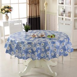 Table Cloth PVC Plastic Kitchen Tablecloth Nordic Style Round Pastoral Plant Flowers Pattern Oil-proof Waterproof